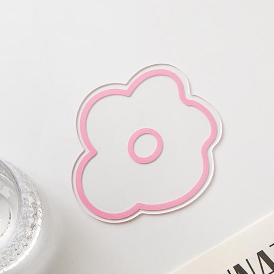 Acrylic Flower Coaster Heat-Resistant Scratch-resistant Cup Pads Non-Slip Cute Transparent Cup Mat for Kitchen Living Room Office