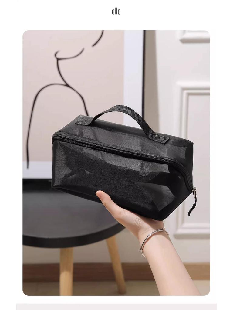 Large Capacity Transparent Mesh Makeup and Toiletry Bag for Travel