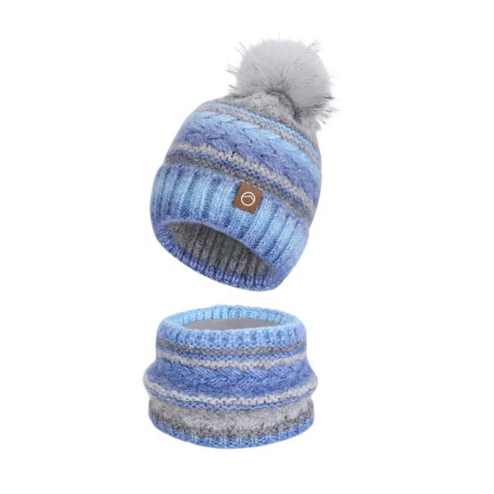 2Pcs/Set Winter Hat Scarf Set Thickened Velvet Lining Colorful Versatile Elastic Fit