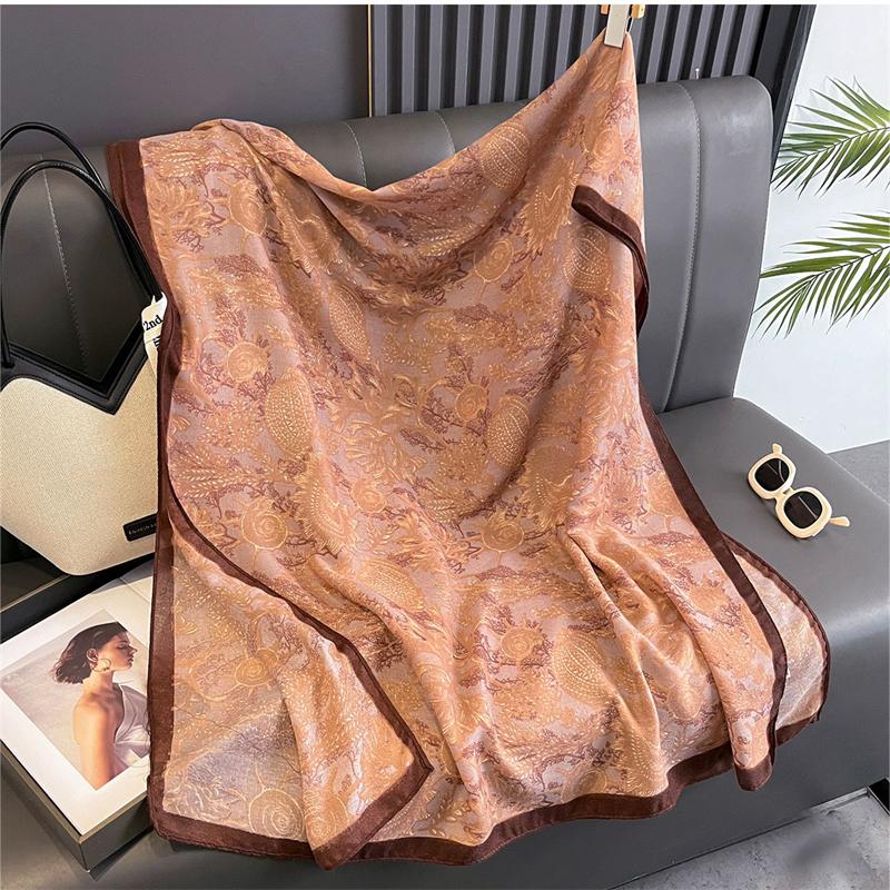 New Spring Women Cotton Scarf Beach Hijab Shawls and Wraps  Luxury Brand Flower Female Foulard Echarpe Designer Bandana