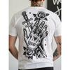 Men'S Heavyweight 200GSM 100% Gothic Tattoo T-Shirt - Bold Black And White Front/Back Print Short Sleeve Round Neck Top, Machine Washable Suitable