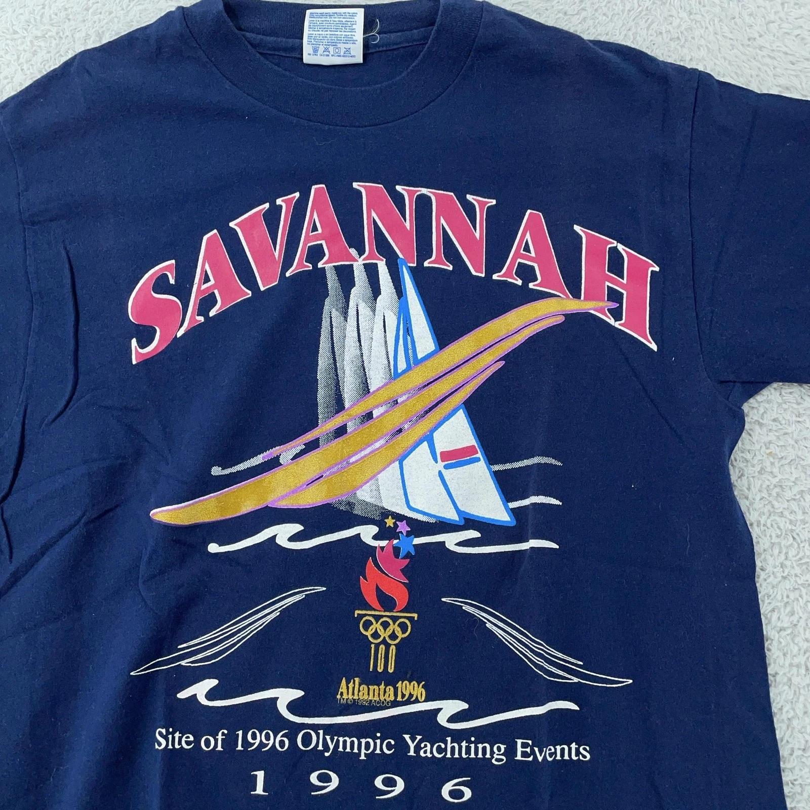 Vintage 1996 Savannah Atlanta Olympics Yachting T-Shirt Mens Medium USA 90s 4XL