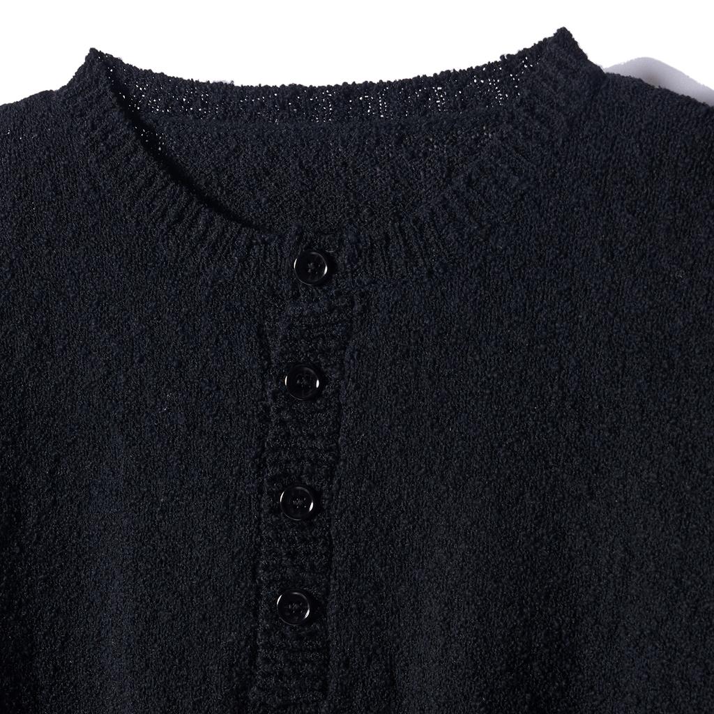 FRAGE Esthetic Henley Neck Knit - Black