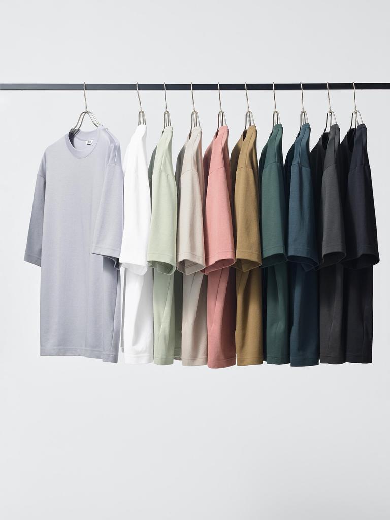 UNIQLO 482295 AIRism Cotton Oversized T-Shirt BLACK WHITE GRAY PINK RED BROWN GREEN BLUE NAVY PURPLE Men Japan