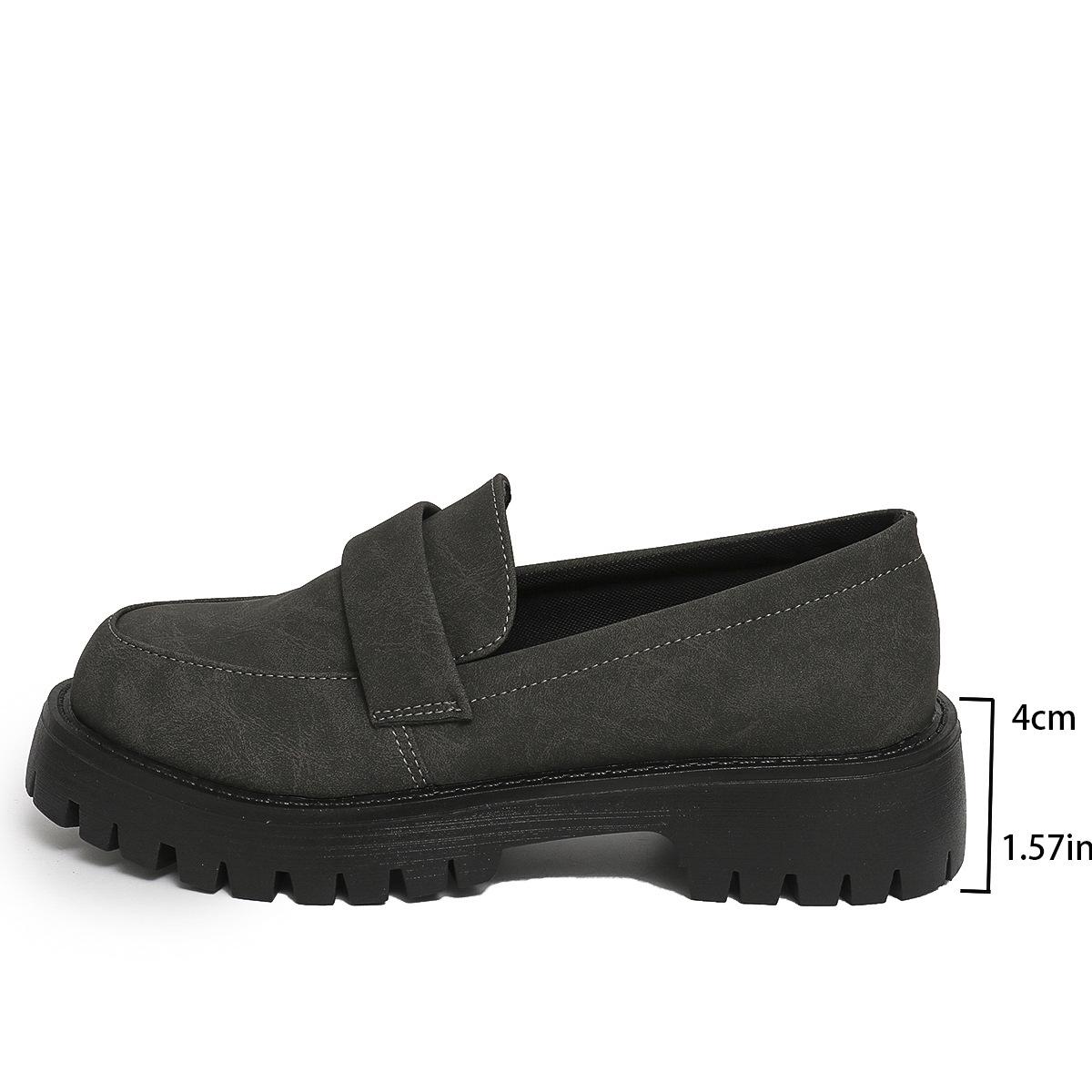 

Весенние импортные новые британские туфли с одной педалью, женские туфли-лоферы на платформе в стиле ретро, повседневные универсальные туфли-лоферы 38 серый