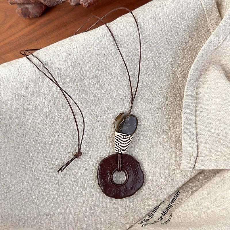 Bohemian Etnische Holle Houten Kralen Ketting Voor Vrouwen Vintage Bedels Trendy Bedels Sieraden