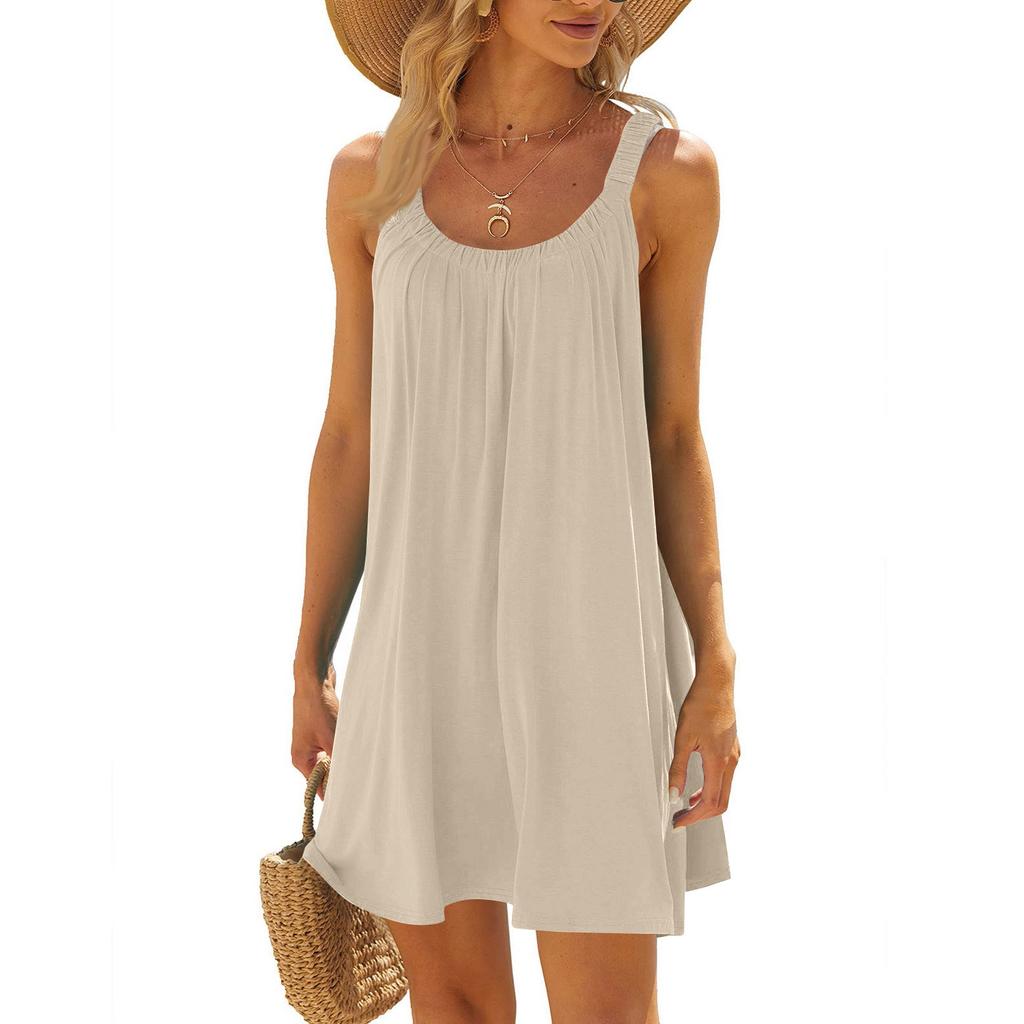 Ladies' Casual Loose Sleeveless U-neck Dress