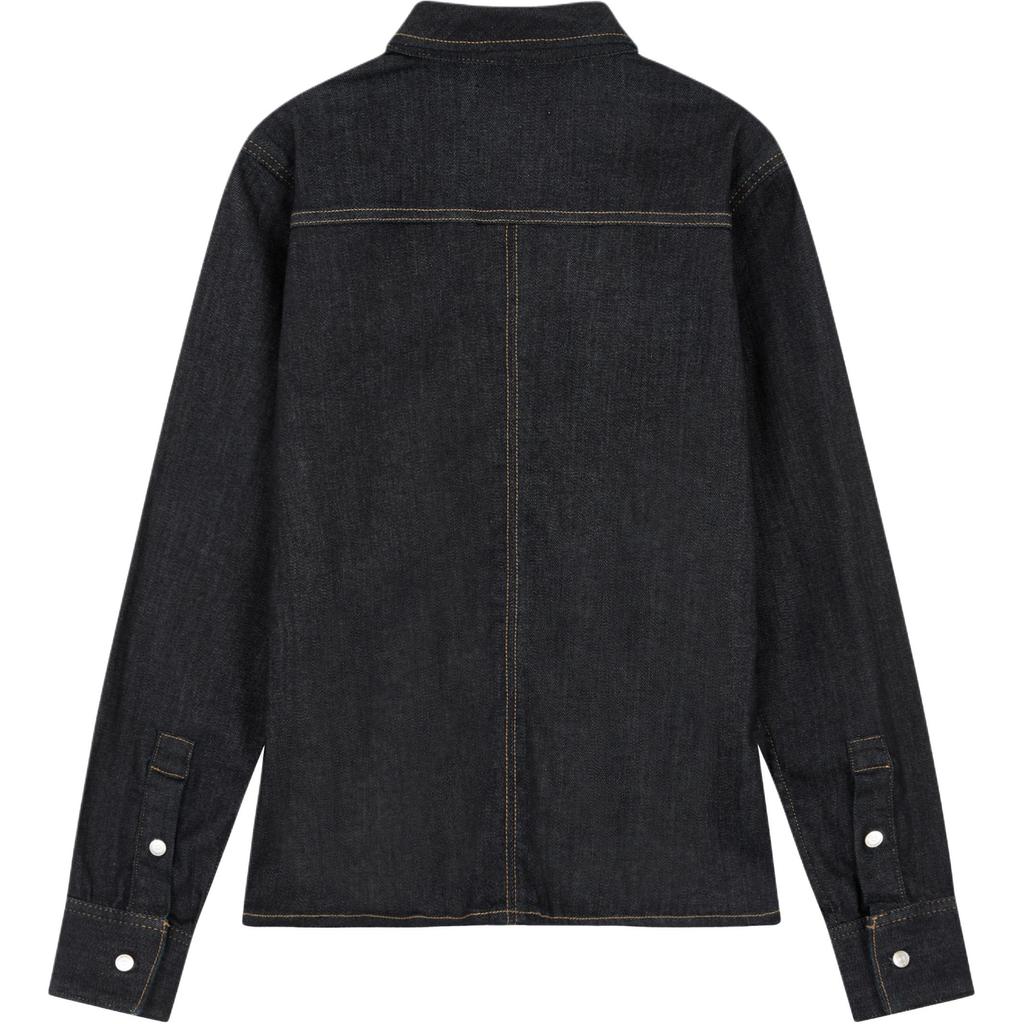 Calvin Klein Solid Slim Fit Single Breasted Denim Long Sleeve Shirt Women shirts Blue J224052-1AP