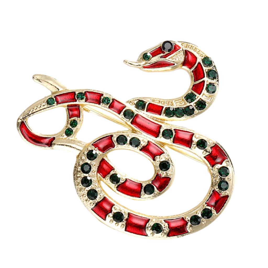 Rhinestone Snake Brooch Enamel Lapel Pin Nonfade Charm Suit Pin For Everyday Use And Festival Formal Event Cultural Gift