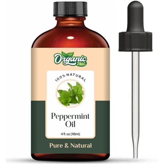 Organic Zing Peppermint Arvensis Essential Oil Pure & Natural for Skin, Face, Hair Care, Aromatherapy, Diffuser, Conditioner - 118ml