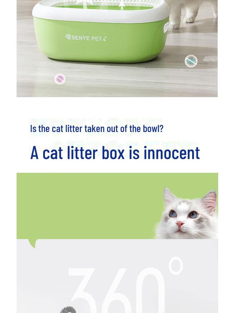 Senye Extra Large Splash-Proof Semi-Enclosed Cat Litter Box with Deodorant