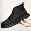 Classic Brand Men's Leather Boots Fashion Men's High Top Shoes Versatile Men's Cowboy Boot British Men's Casual Shoes Non-slip