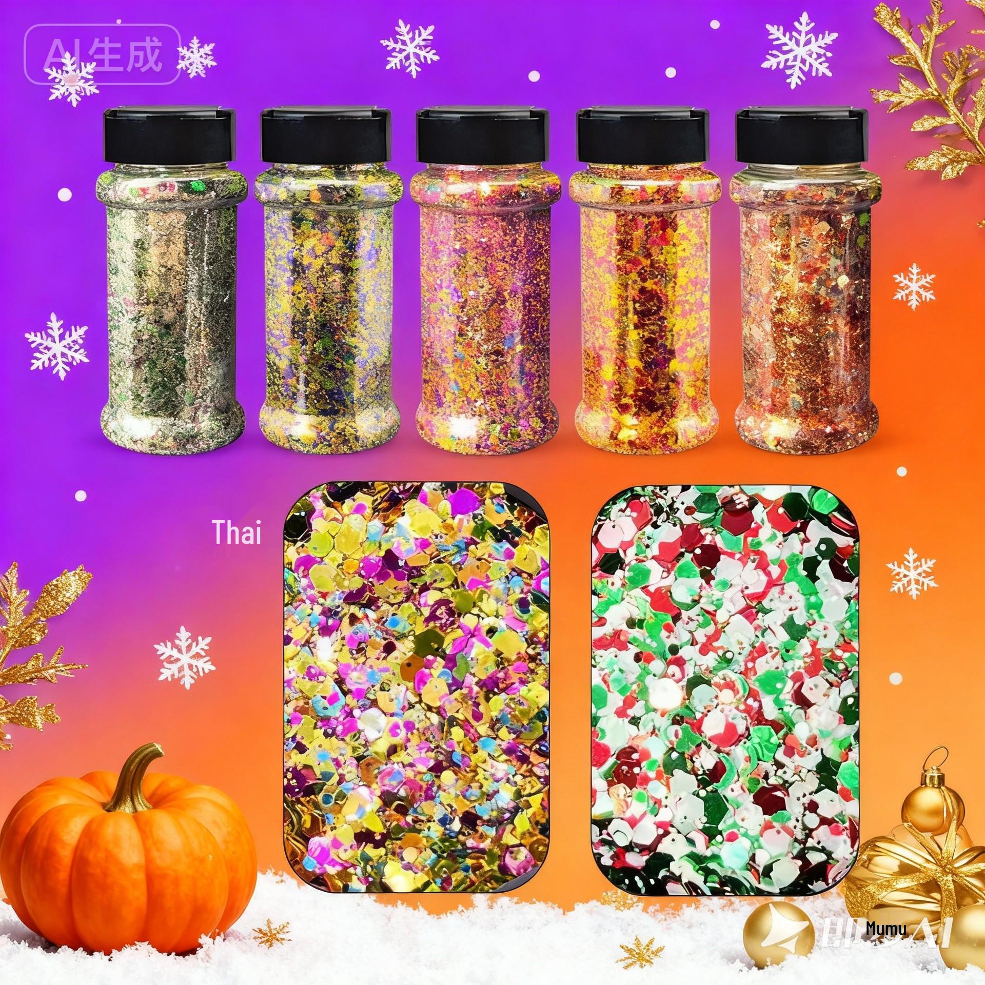 Fairy s Eye Iridescent Gradient Gold Glitter Epoxy Resin Nail Art Sequins Quicksand Bottle MC09
