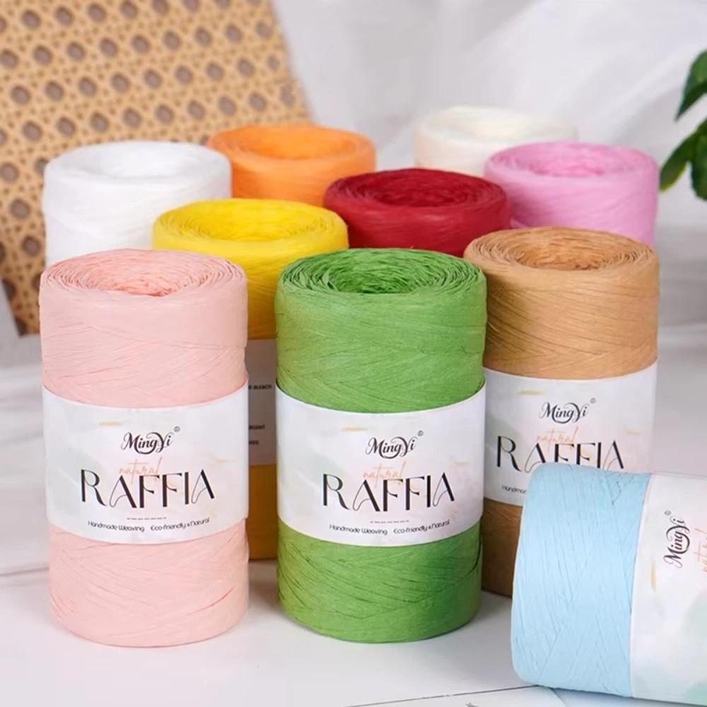 DIY Raffia Yarn Multi-Colored Lafite Grass Rope DIY Crochet Yarn Knitting Hats Bag