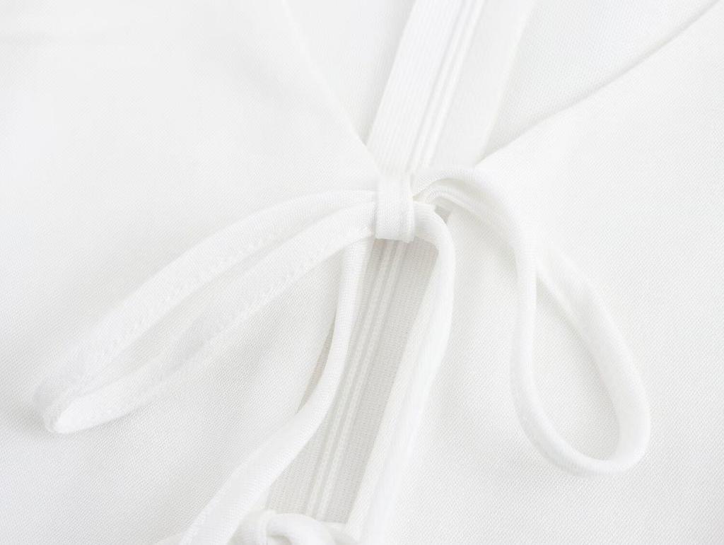 2025 Spring Women's Sleeveless Tie-Waist Dress - European & American Style Fashion with Lining