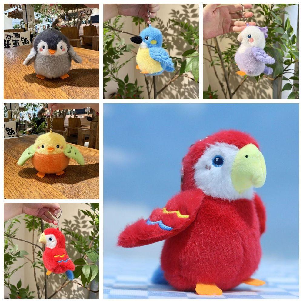 Simulation Bird Plush Keychain Cute Animal Furry Birds Keyrings Parrot Plush Doll  Boys And Girls