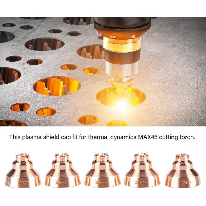 Plasma Shield Cup Cap, 5pcs Plasma Shield cap Fits for Thermal Dynamics MAX45 Cutting Torch Consumables 220674
