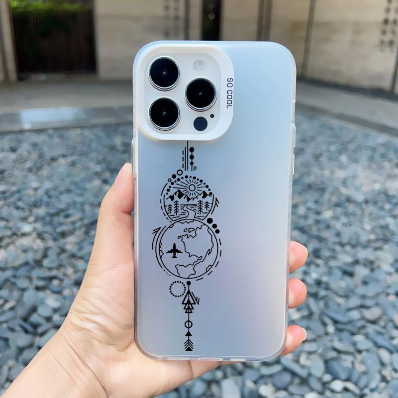 Popular World Map Travel Airplane Phone Case For Iphone 11 12 Pro Max 13 Mini 15 13 14 Pro Max Plus Back Shockproof Laser Covers