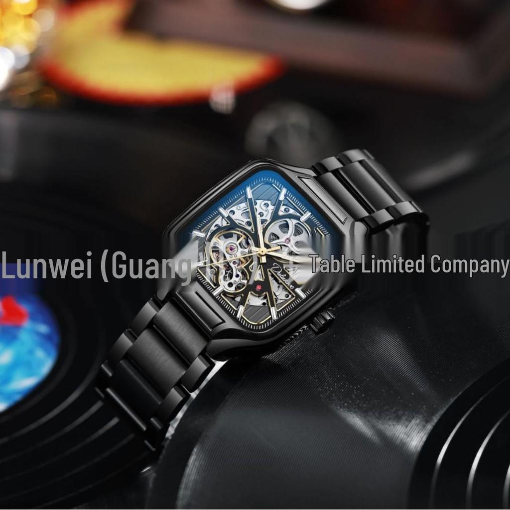 Durham Wei Men's High-End Automatic Mechanical Watch: Waterproof, Luminous, Hollow Design.