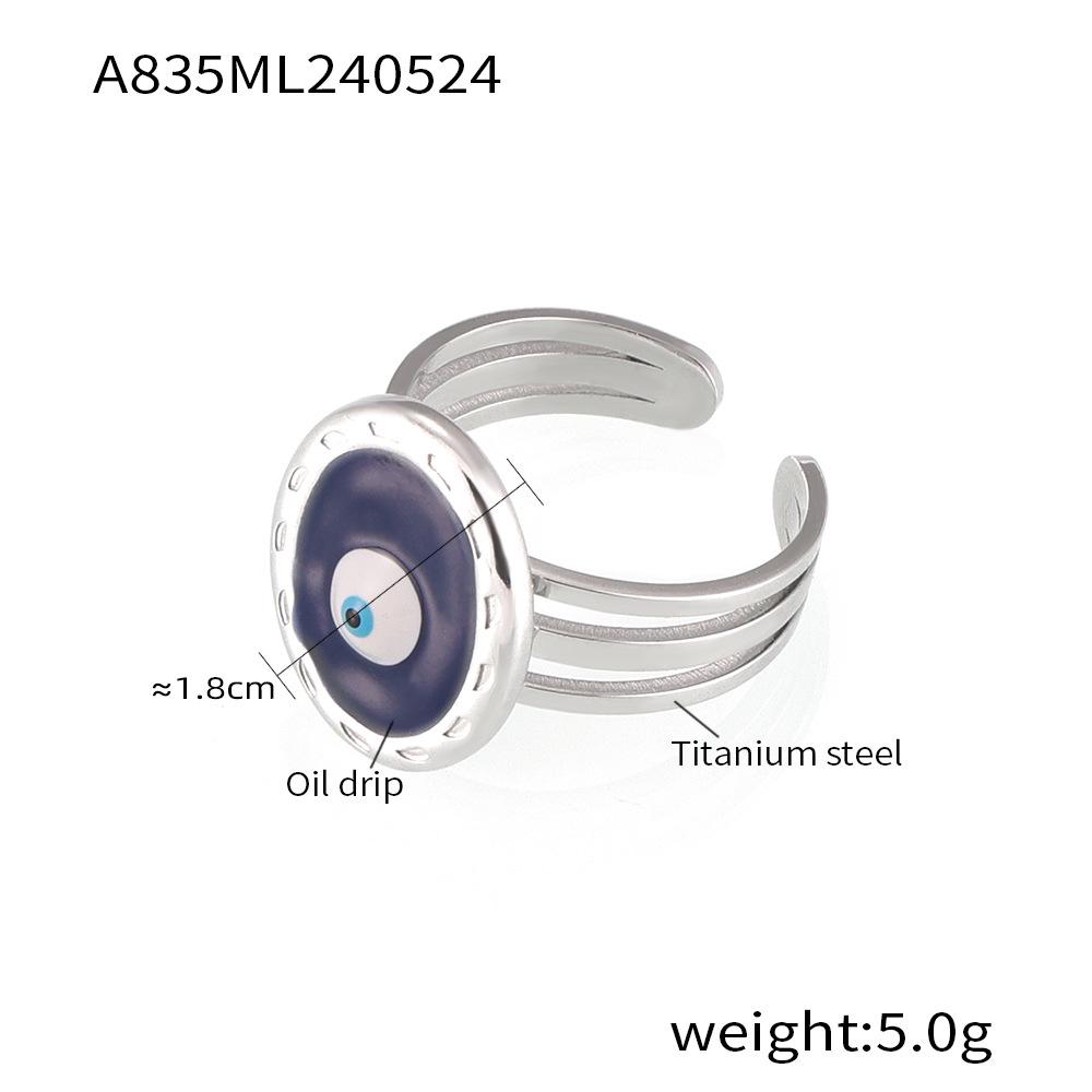Blue Drip Oil Demon Eye Titanium Steel Ring - Ethnic Tail Ring for Women
