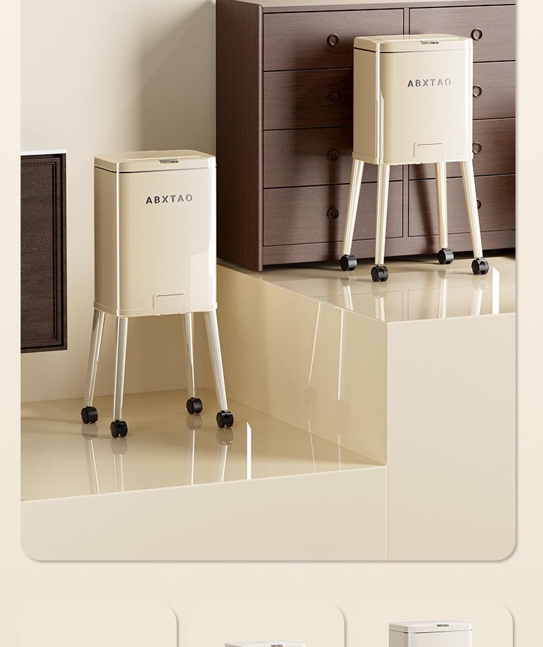 High-Legged Kitchen Trash Can with Wheels - Large Capacity, Narrow Gap, with Lid