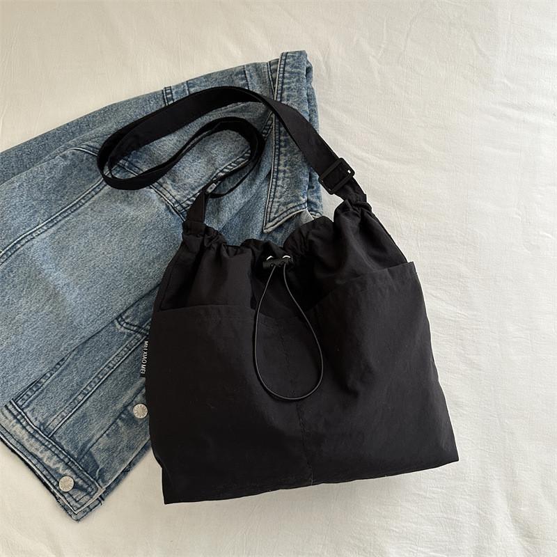 Stylish Street Trend Canvas Bucket Bag For Women 2024 Fashionable Large Capacity