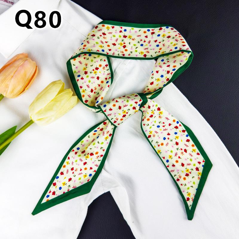 New Long Versatile Silk Scarf Tied Hair Band Bow Letter Floral Streamer Tied Bag Gift Small Silk Scarf