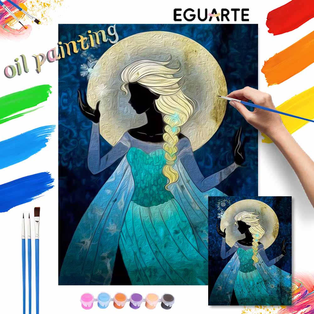 Disney Paint By Number Kit Elsa Snow Queen Drawing Canvas DIY Picture Home Decor Painting Wall Art Prints Craft Gifts For Adult Home