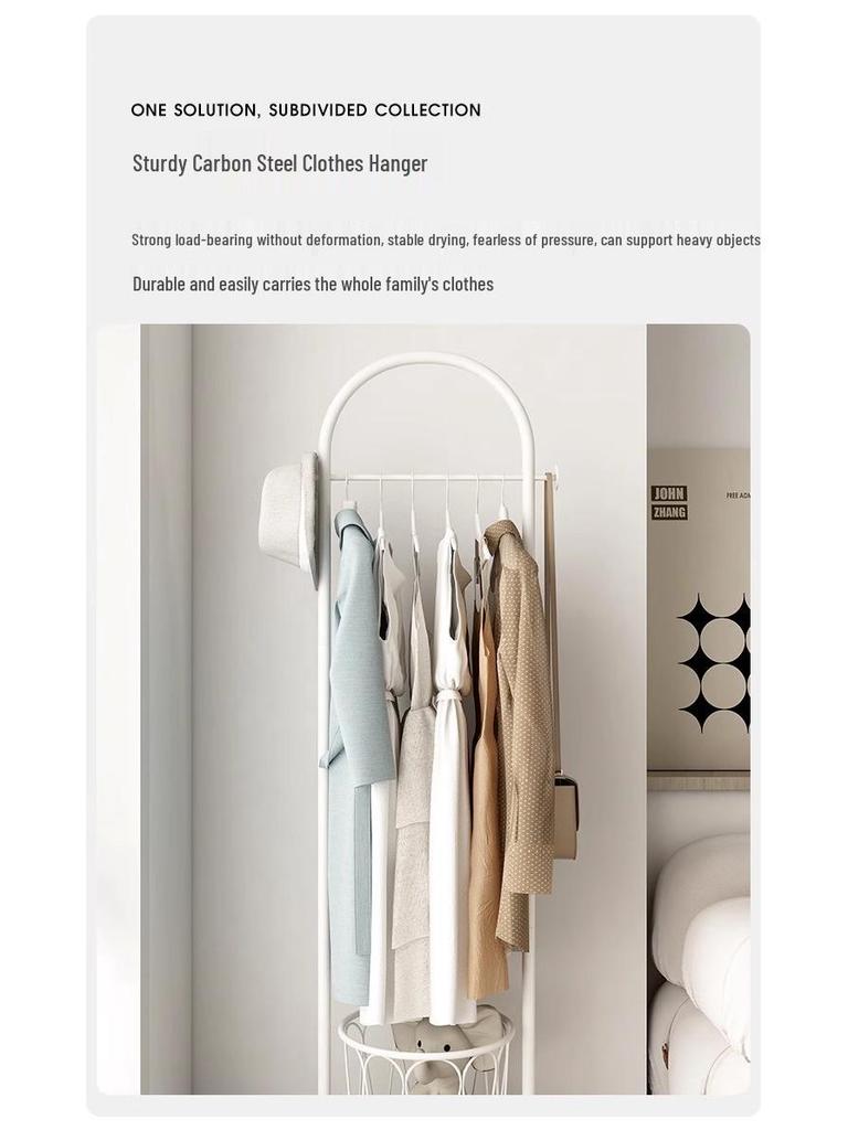 Elegant Utrymmesbesparande Golvställ för Kläder & Rockar med Förvaringshyllor