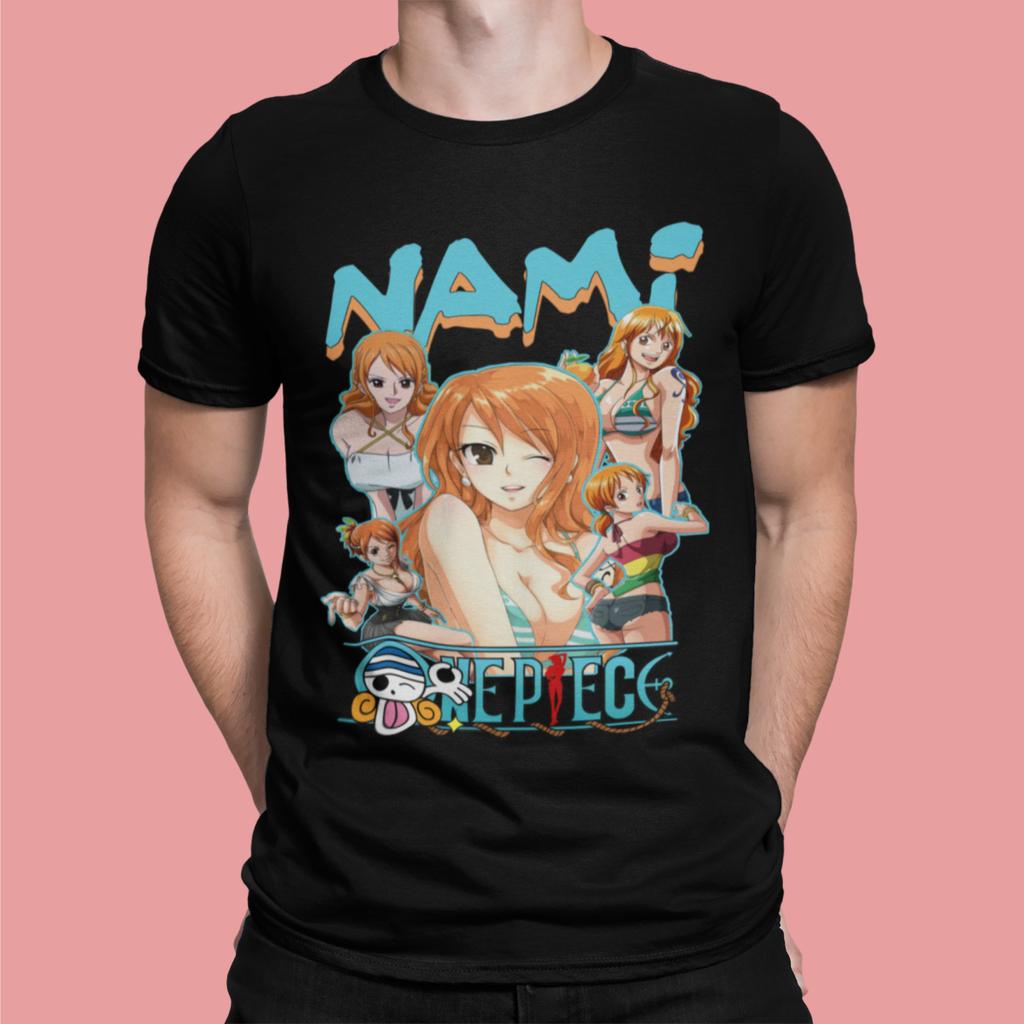 ONE PIECE Nami Anime Japanese Men Women Summer T-shirt Oversized Harajuku Oversized Retro Print Short Sleeve Casual Comfort Y2k