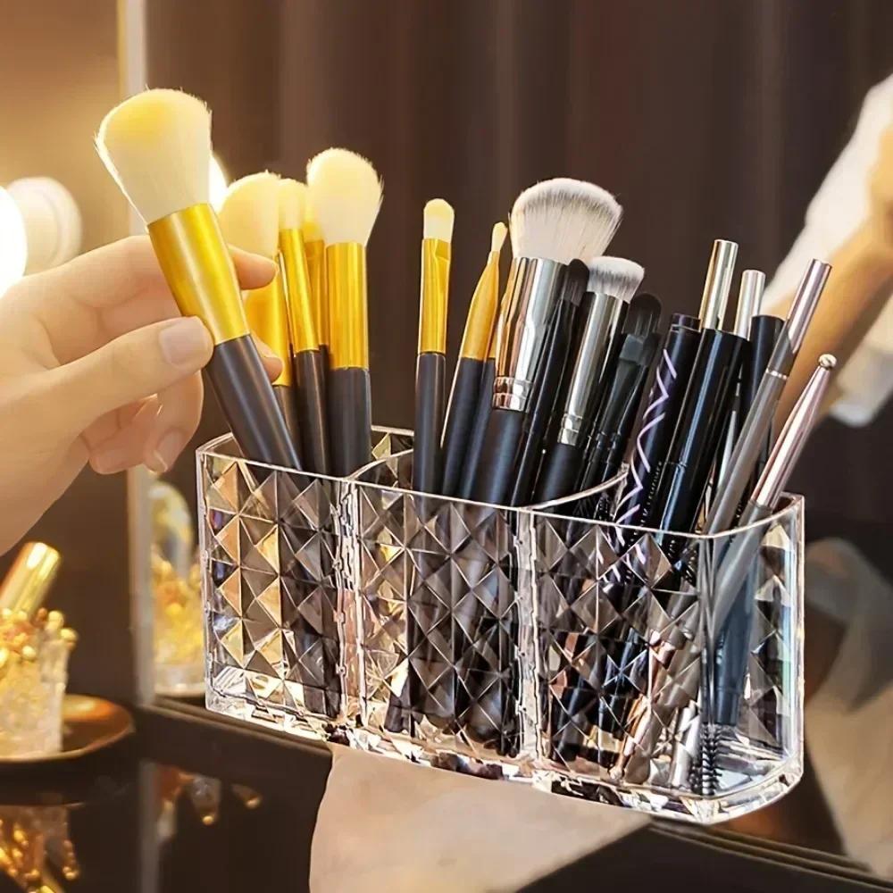 Transparenter Acryl-Make-up-Pinselhalter, Kosmetik-Organizer für den Schreibtisch, Lippenstift-Aufbewahrungsbox, Nagellack-Displayständer, Schmuckschatulle