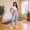 Women High Waist Stretch Capri Pants Slim Fit Cropped Trousers With Pockets Summer Casual Workout Yoga Pants