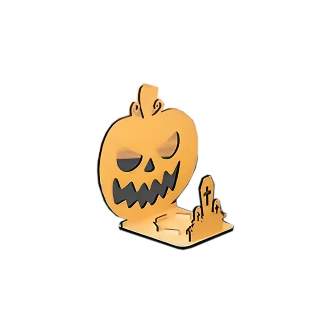 Halloween Candlestick Ornament Wooden Candle Horror Party Decoration