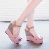 Waterproof Table Fish Mouth Word with Wedge Sandals Women's Spring and Summer New Super High Heel Women's Sandals