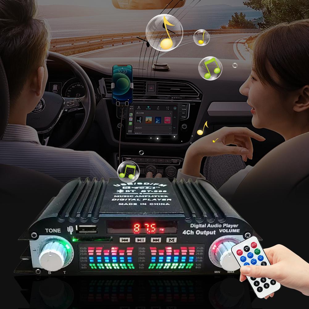 1600W Peak Power Karaoke Player Remote Control Bluetooth-Compatible Home Car Power Amplifier FM USB Mini HIFI Digital Stereo Amp