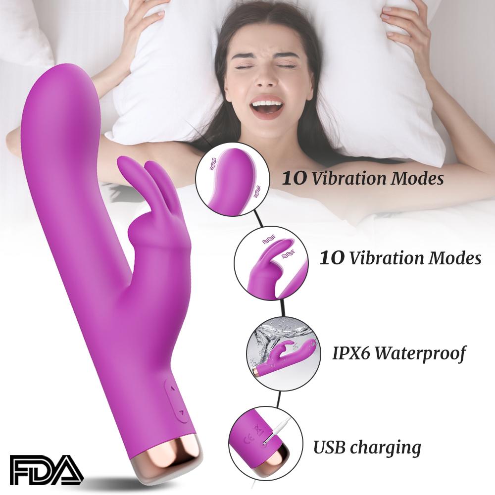Leistungsstarker Kaninchen-Vibrator für Frauen, Klitoris-Stimulator, G-Punkt-Massagegerät, Mini-Dildo, Silikon, Sexspielzeug, weibliche Waren für Erwachsene