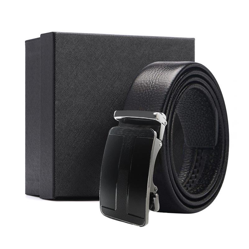 Belt Men's Premium Business Gift Box First Layer Cowhide Belt Alloy Button Head Gift High-end Automatic Buckle Belt