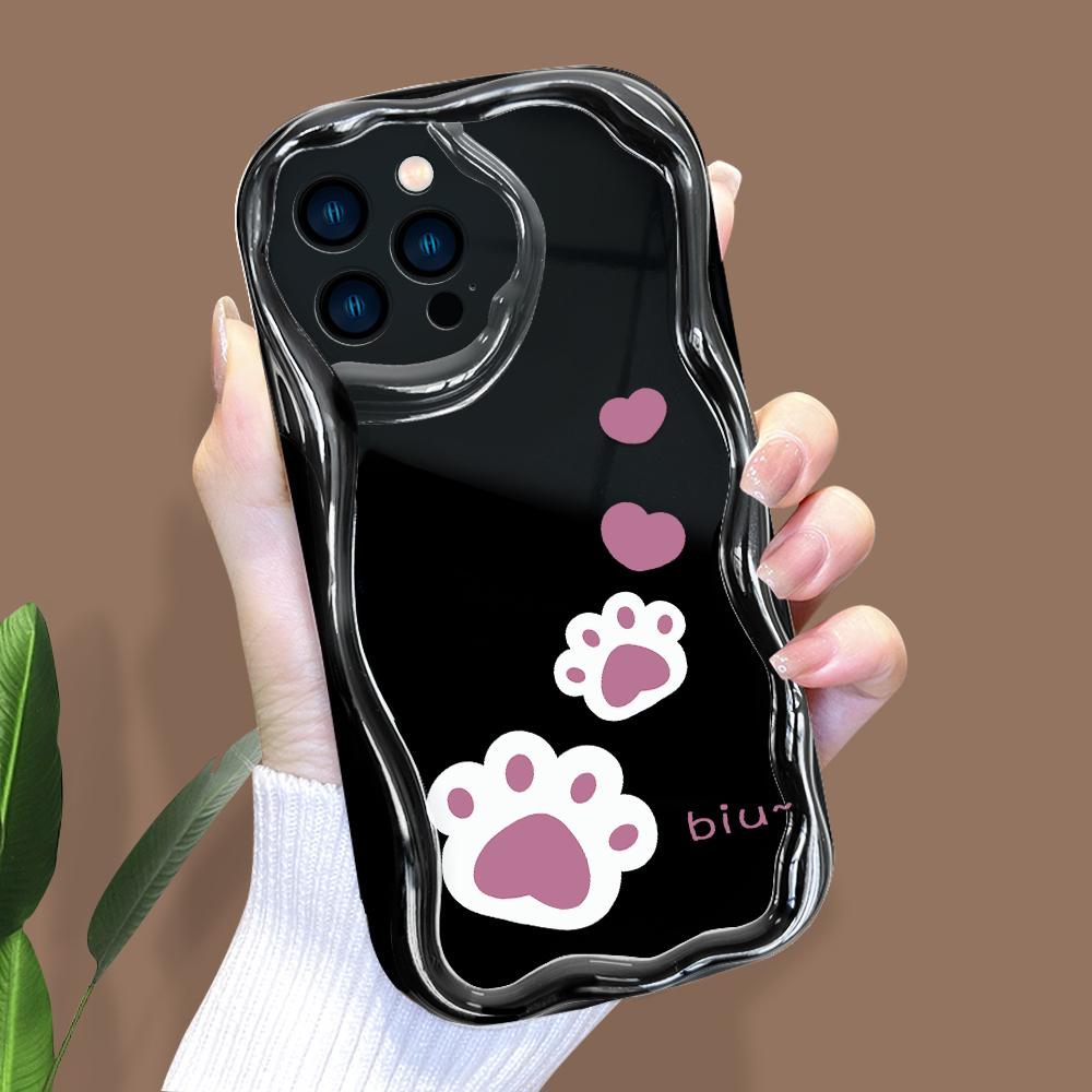 Cartoon-Muster Creme Textur Gehäuse Wellenrand Weiche Silikonhülle Handyhülle für IPhone Samsung Huawei Honor Xiaomi Redmi Infinix Tecno