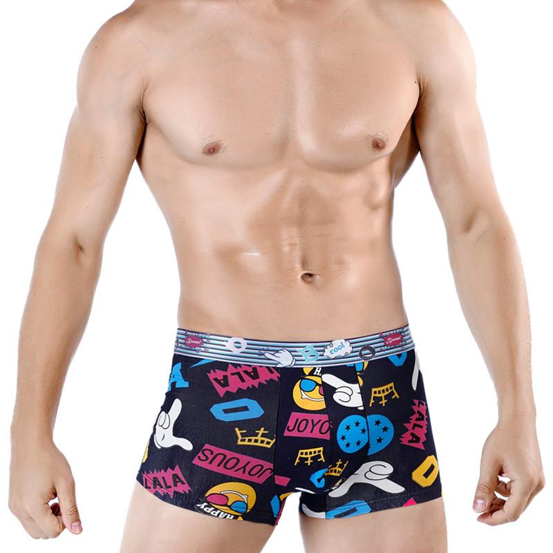 Nové prvotřídní pánské boxerky s bavlněným potiskem sexy tide pánské krátké kalhotky se čtyřmi rohy