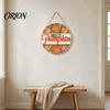 Rustic Farmhouse Wall Art Autumn Harvest Wooden Wreath Pendant, Front Door Hanging Ornaments with Hemp Rope, Natural Wood Fall Sign Pumpkins