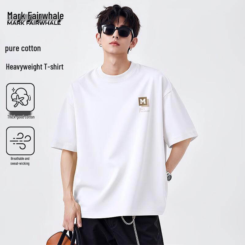 MARK FAIRWHALE Men s Double-Yarn Combed Cotton Graphic T-Shirt L