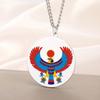 Dawapara Pharaonic Horus Necklace Winged Sun Disk Horus Falcon Necklace Ancient Egyptian Guardian Amulet Stainless Steel Jewelry