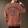 Men's Trendy Brand Heavyweight Round Neck Sweatshirt - Autumn Loose Casual Print with Velvet Long Sleeves