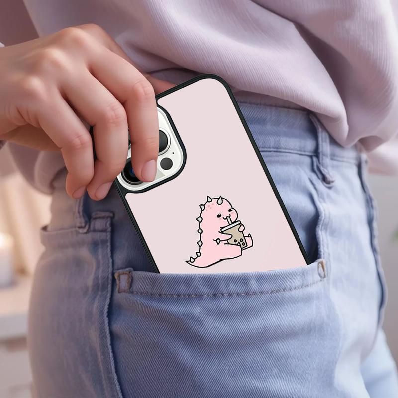 Dinosaur Couple Cat Pinch Face Phone Case For iPhone 17 Air 15 16e 14 13 Pro Max Coque 12 11 Pro Max PLUS Cover