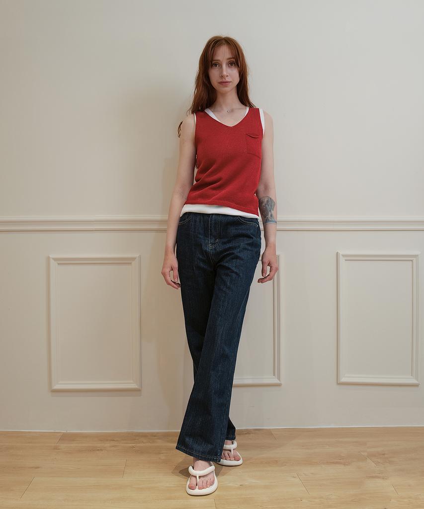 Keulleiseu Linen Blended Pocket Sleeveless_Yellow