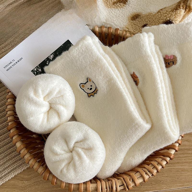 Autumn and Winter Socks, Women's Mid-calf Thickened Warm Postpartum Socks, Solid-color Home Sleeping Floor Socks, Long Calf Socks