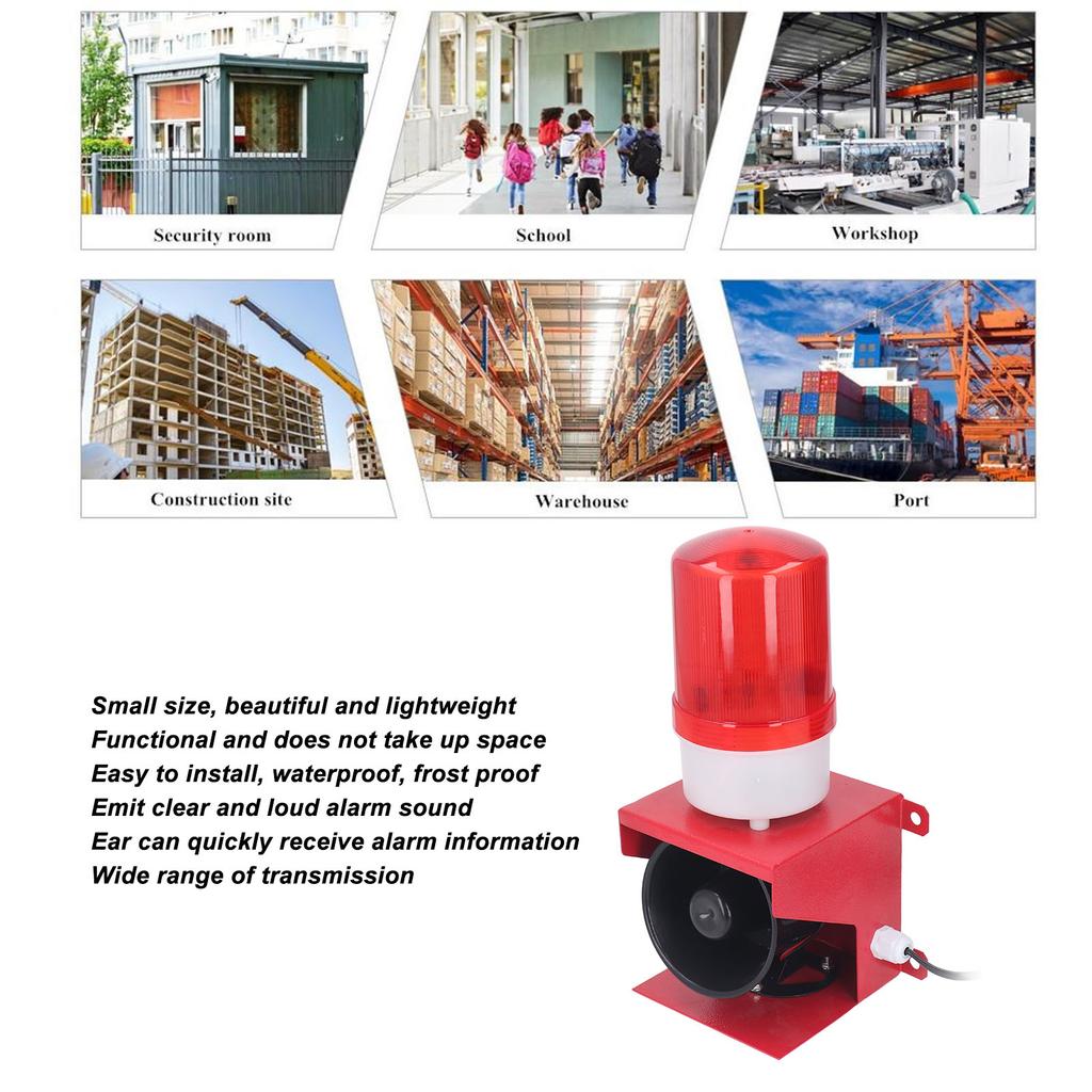 115dB Sound Light Alarm Horn Industrial Siren Alarm Outdoor 115dB Sound Light Horn Waterproof Emergency Strobe Warn Light