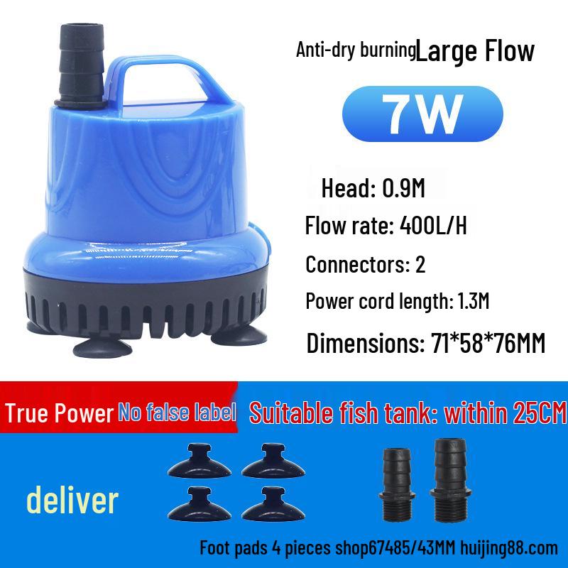 Compact Silent Submersible Aquarium Water Pump with Bottom Suction and Circulation Filter