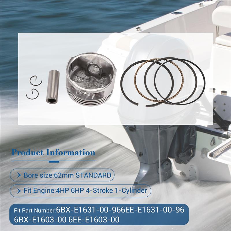 ABLZ-6BX-E1631 STD Piston Kit With Rings For Yamaha 4 Stroke 4HP 6HP Outboard Motor 6BX-E1631-00-96 6BX-E1603-00-00