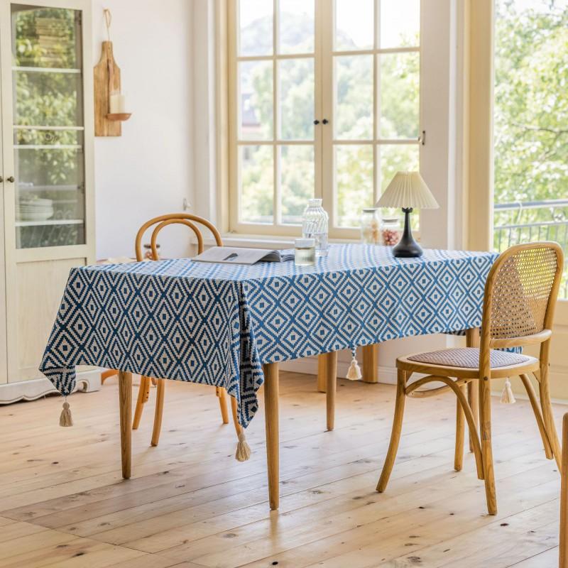 Emankiyun Jacquard Tablecloth Green Fringe Table Cloth American Style Home Dining Coffee